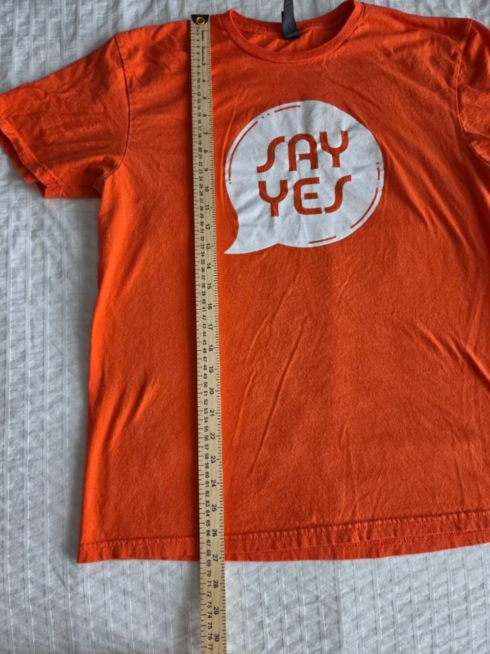 Gildan Softstyle Men's Orange "Say Yes" Graphic T-Shirt Size L 100% Cotton Seaml - Picture 6 of 8